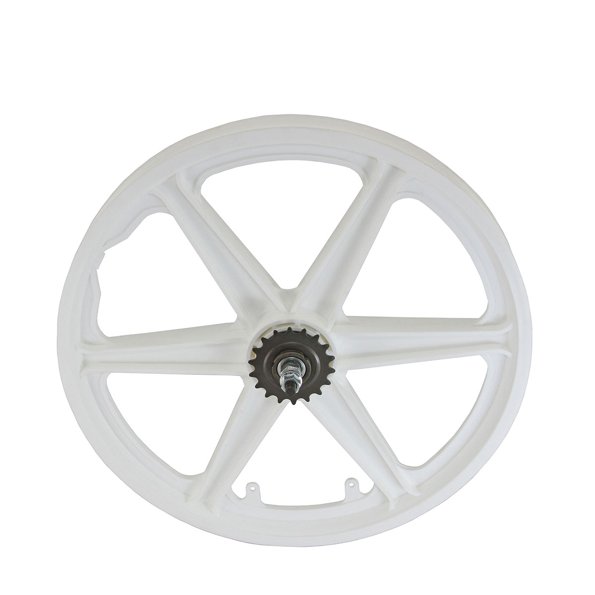 20 Inch x 38mm Plastic 6-Spoke Coaster wheel 3/8 Axle White.